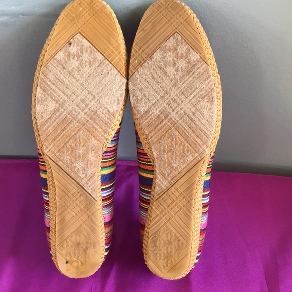 Beacon striped colorful linen slip on flat sandals Guatemalan style size 9.5 - Picture 9 of 13